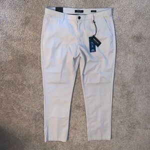 NWT Kenneth Cole Modern Pants Flat Slim Taper Stretch Khaki Tan 34x30 NEW $79